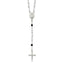 Sophia Jewelers Sterling Silver Rosary Necklace with Black Crystals Elegant & Timeless