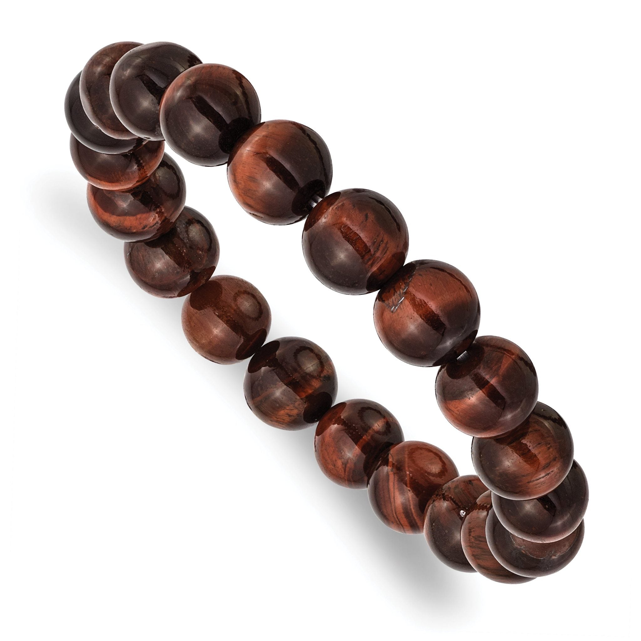 10mm Red Tiger's Eye Agate Beaded Stretch Bracelet