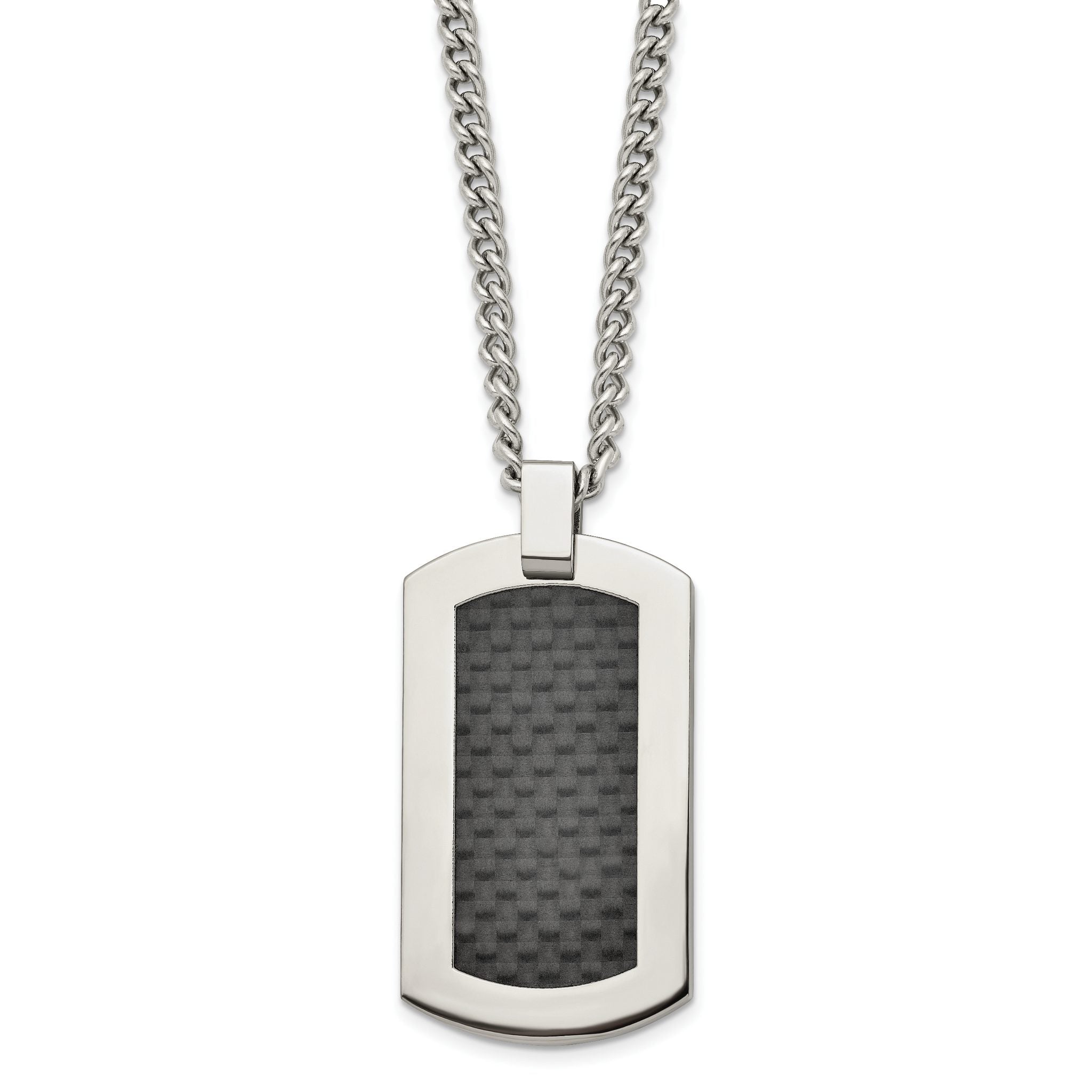 Titanium Men's Necklace with Polished Black Carbon Fiber Inlay Main image