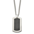 Titanium Men's Necklace with Polished Black Carbon Fiber Inlay