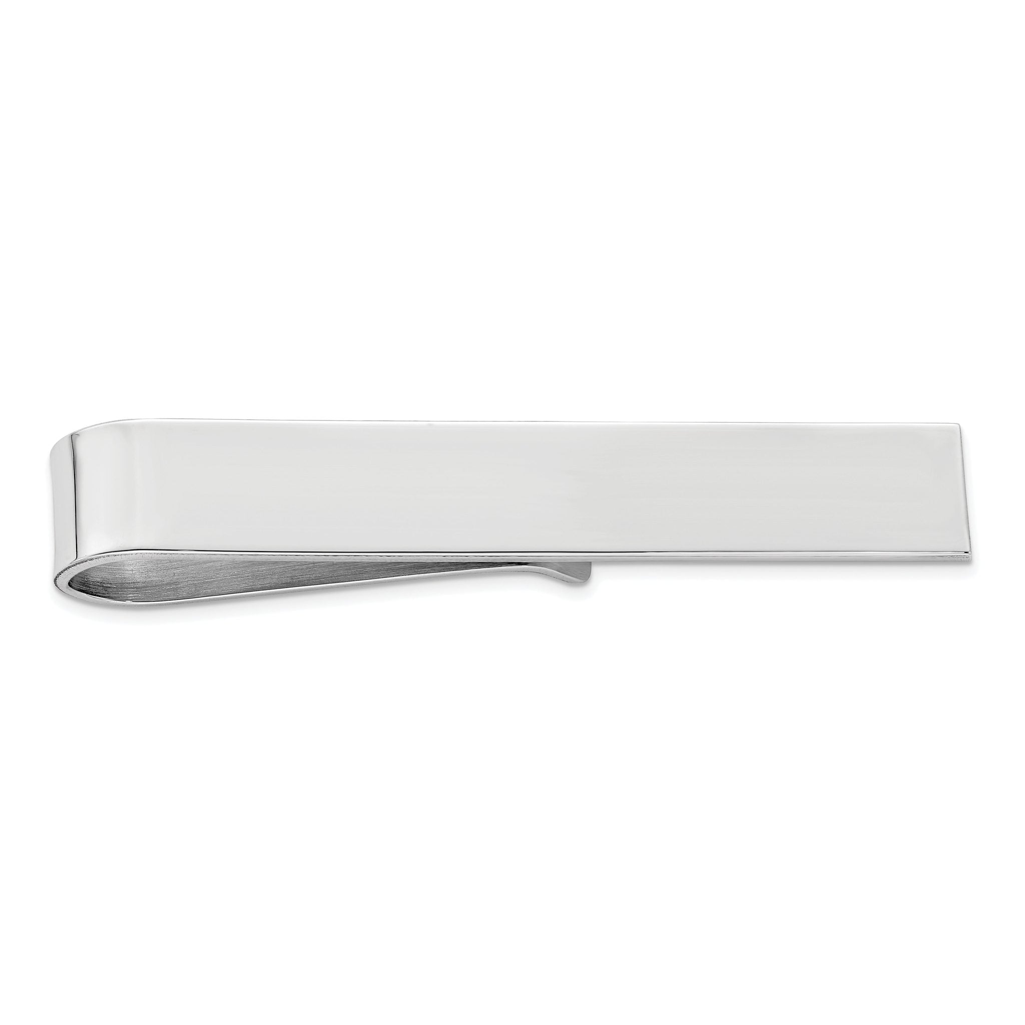Sterling Silver 925 Men's Polished Rhodium-Plated Engravable Tie Bar Main image