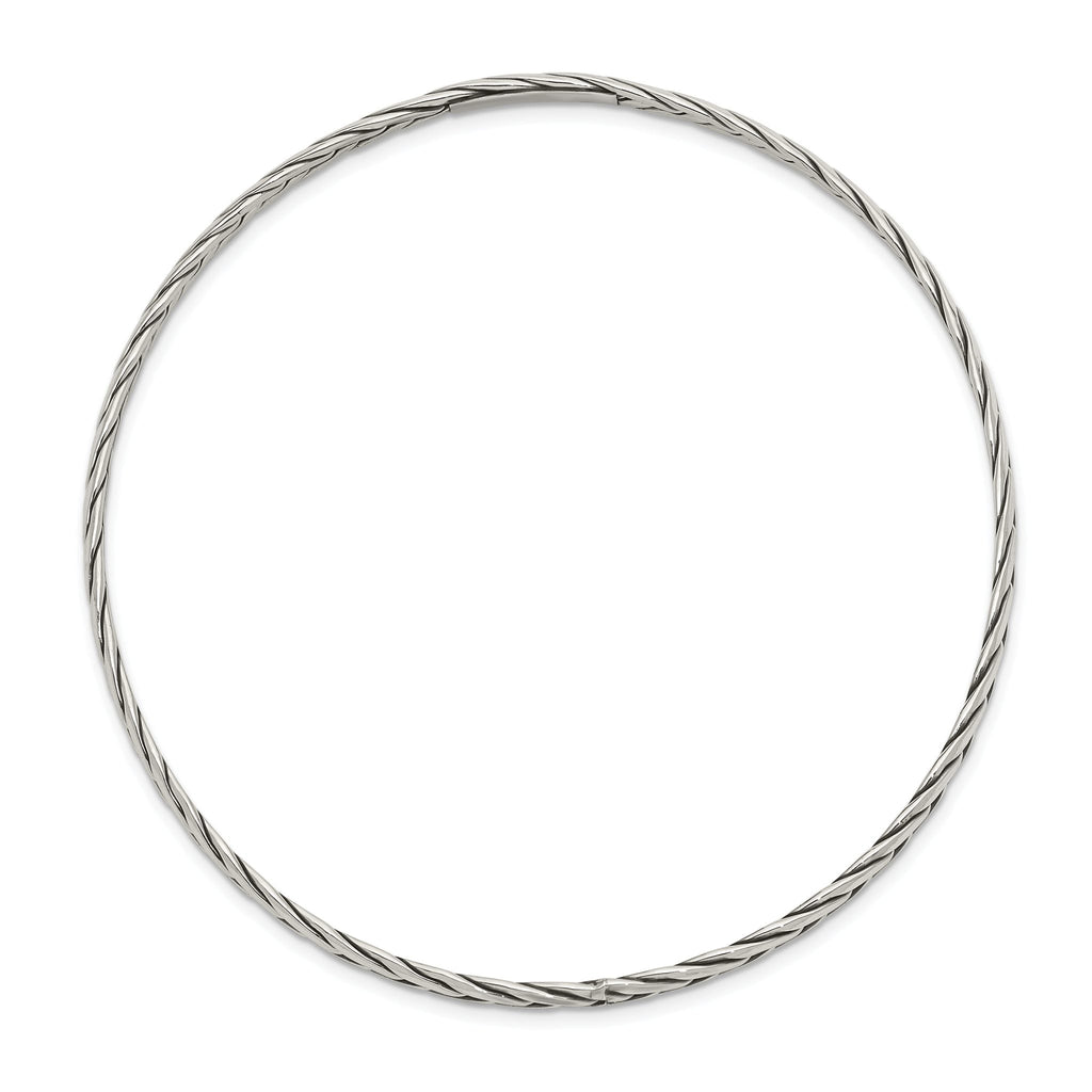 Sterling Silver 925 Women's Antiqued Twisted Slip-On Bangle