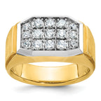 14k Mens Polished and Satin Cluster Ring Mounting, Mounting Only
