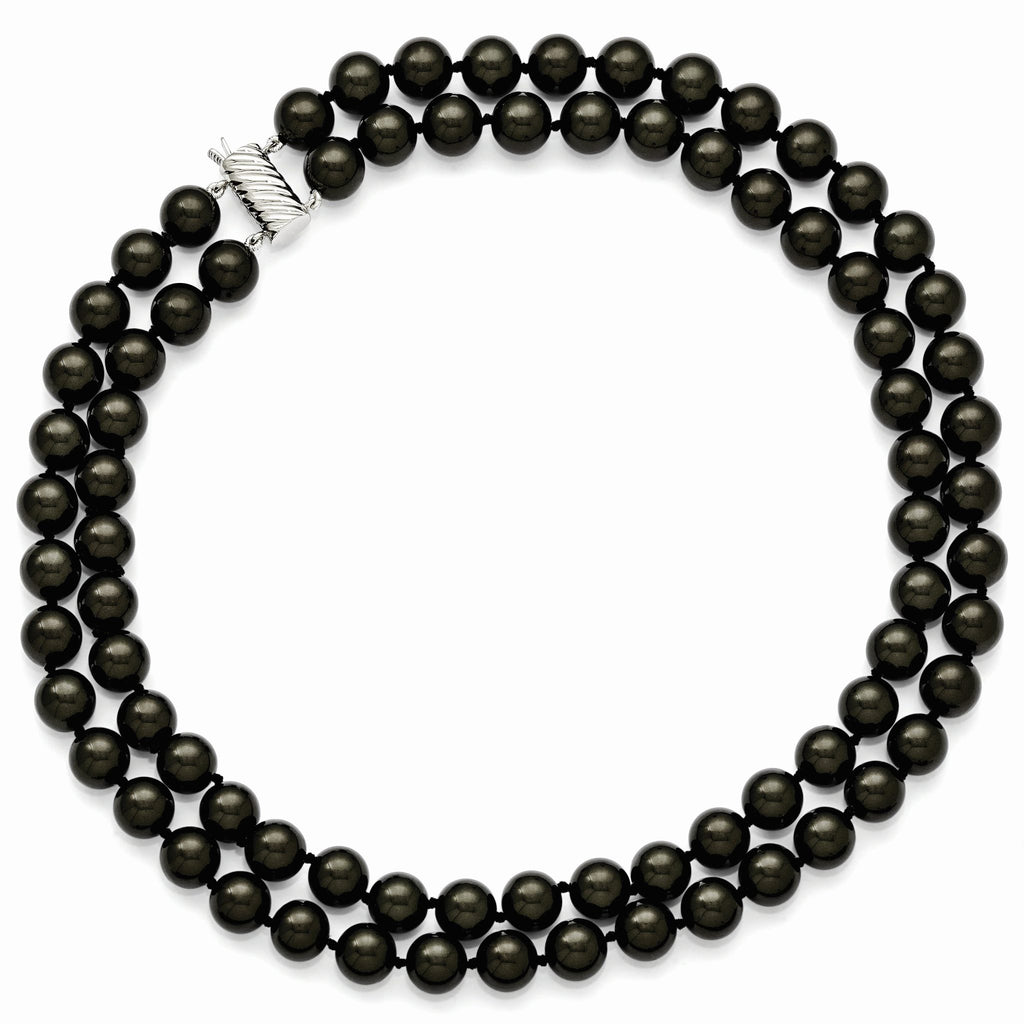 Sterling Silver Shell Pearl Necklace with Rhodium Plating Gift Ready