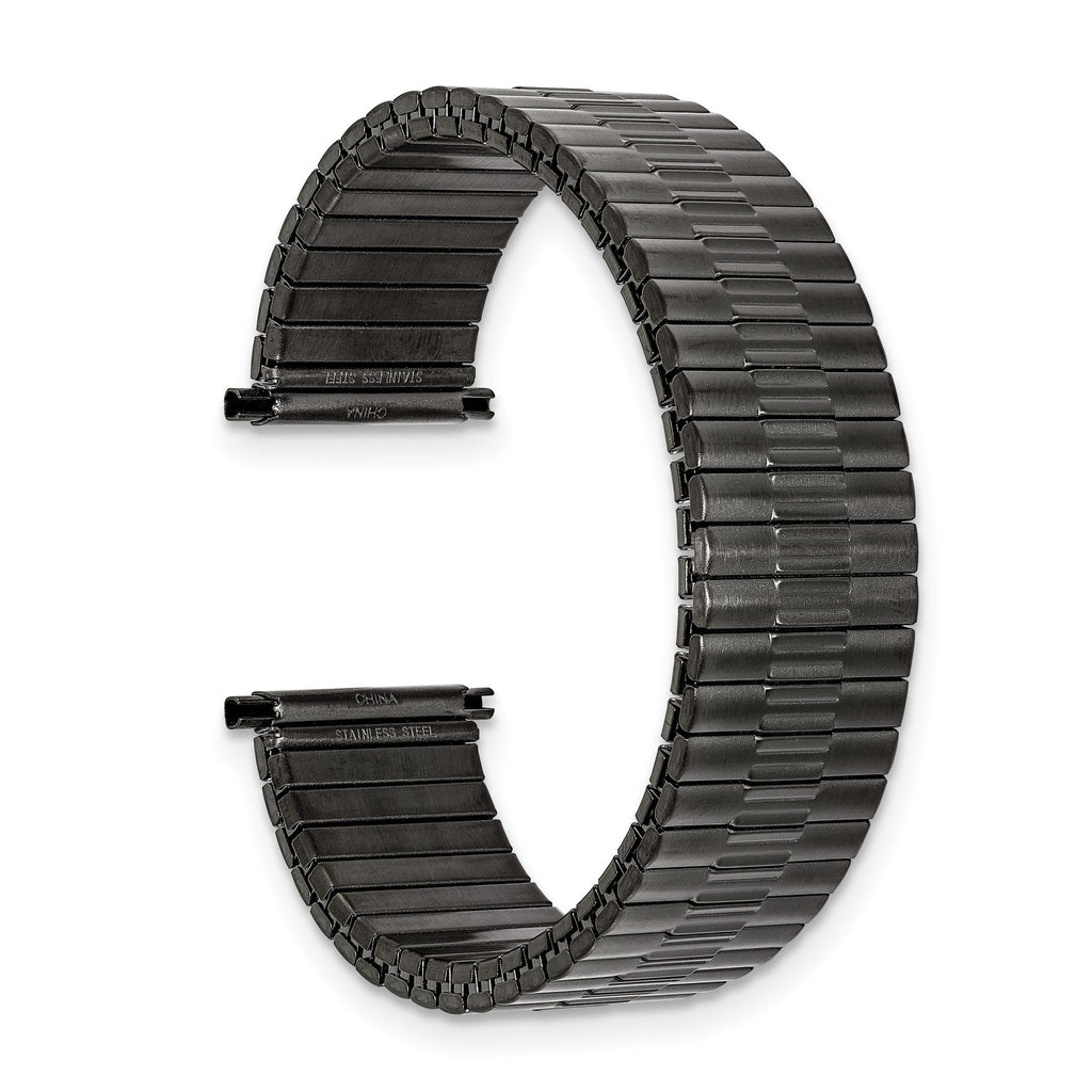 Mens Long 20-24mm Gun Metal IP-plated Stainless Steel 7.5 inch Expansion Watch Band