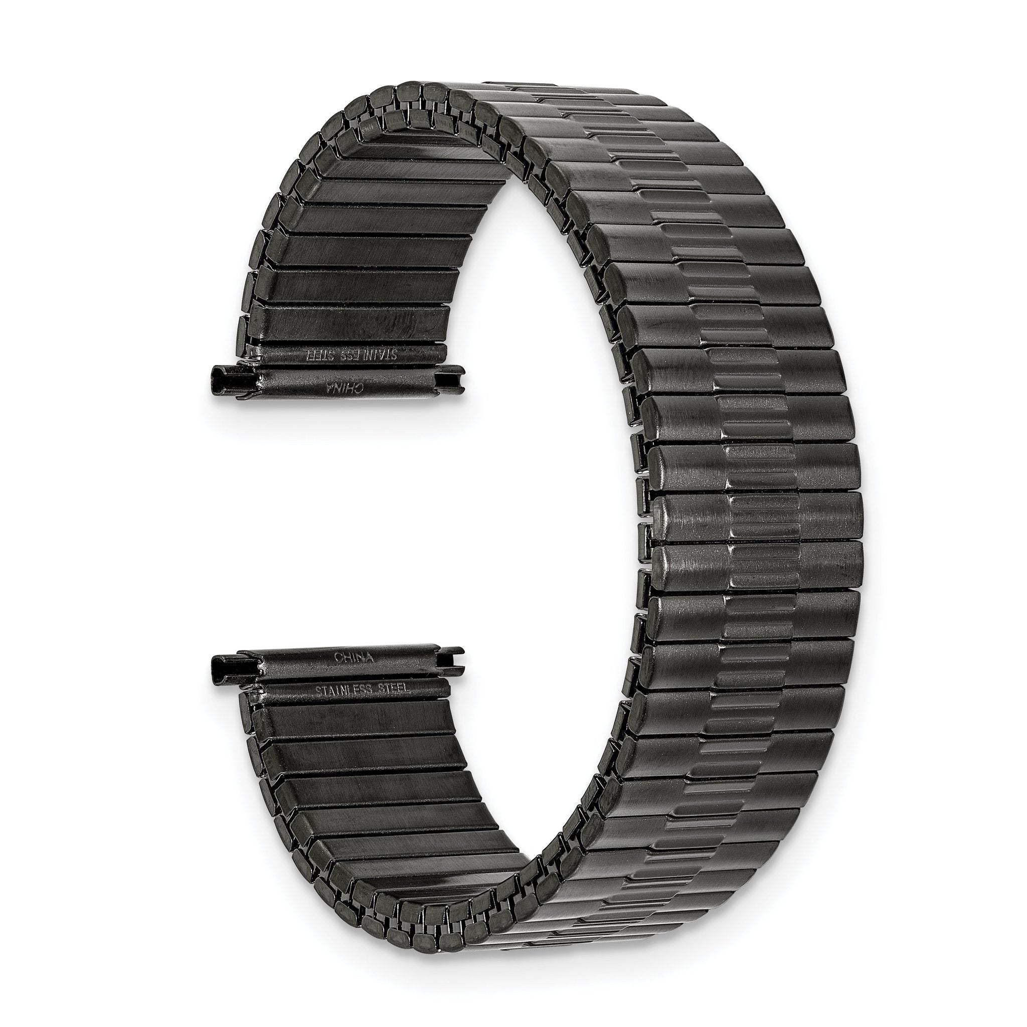 Mens Long 20-24mm Gun Metal IP-plated Stainless Steel 7.5 inch Expansion Watch Band