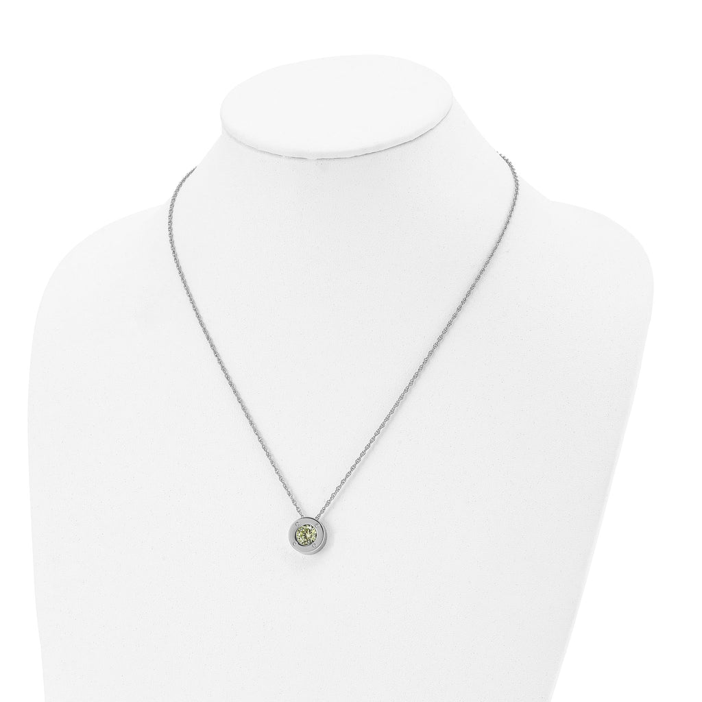 May Birthstone Circle Pendant Necklace in Stainless Steel
