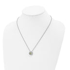 May Birthstone Circle Pendant Necklace in Stainless Steel
