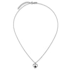 Sterling Silver Rhodium-plated Heart with Black Enameled Paw Print 16 inch with 1.5 inch Extension Necklace