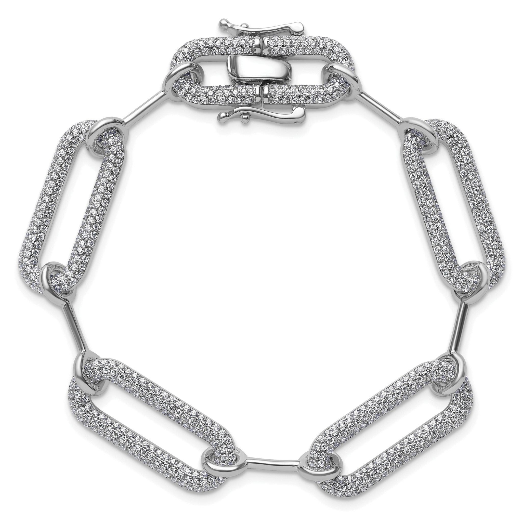 14k White Gold 3 1/4 carat Lab Grown Diamond VS/SI+ G+ Fashion Link Bracelet