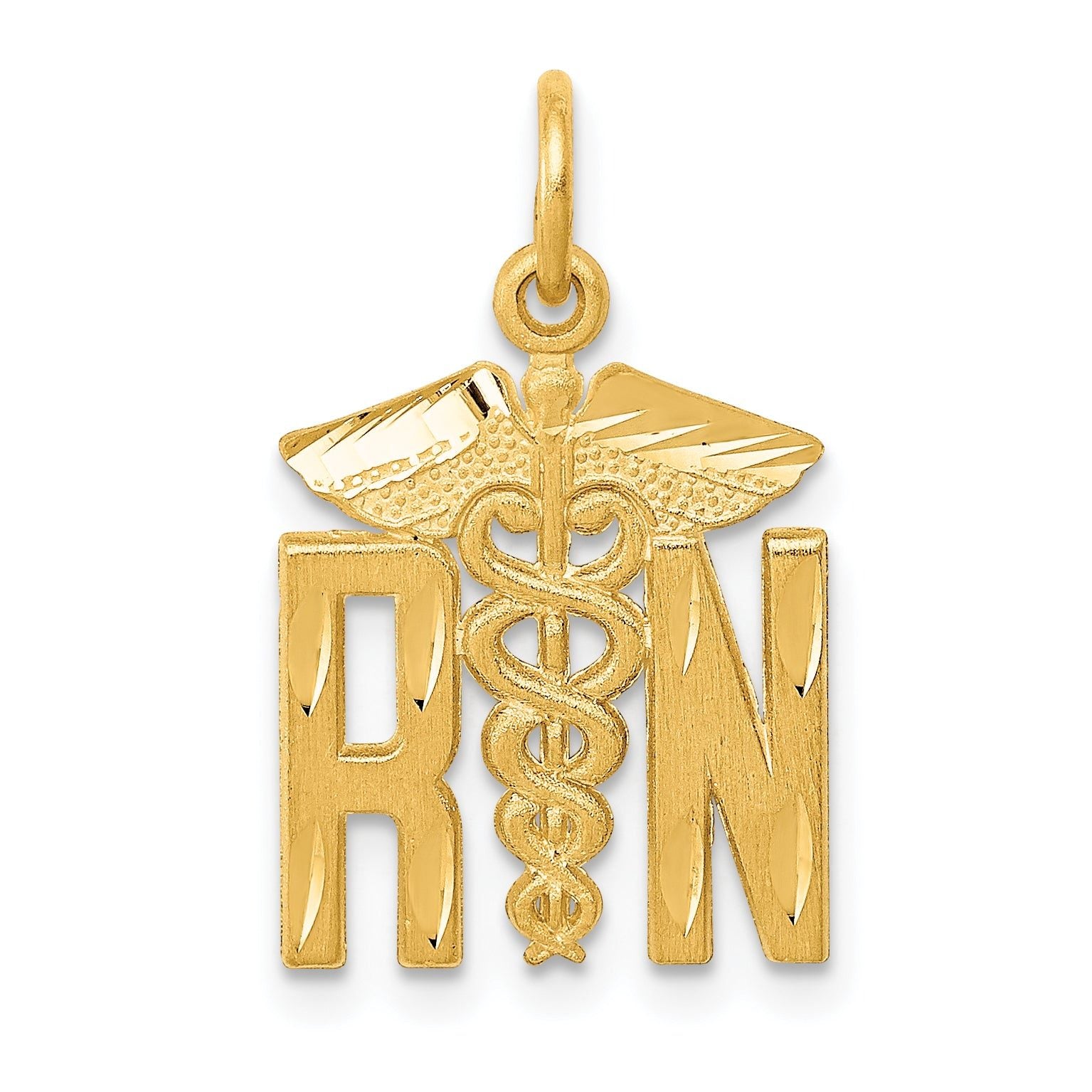 14K Gold RN Nurse Charm with Brushed Finish  Elegant, Themed Jewelry Main image