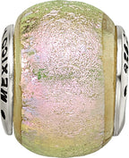 Sophia Jewelers Sterling Silver Pink Dichroic Glass Bead with Antiqued Finish