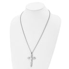 Chisel Stainless Steel Polished Cutout Crucifix Pendant on a 24 inch Curb Chain Necklace
