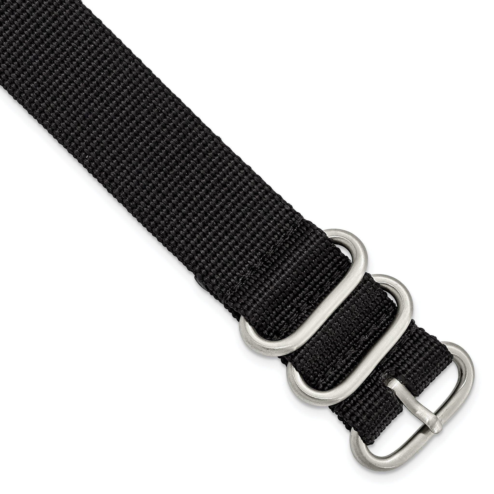 Military Ballistic Nylon Watch Band in Black, 22mm