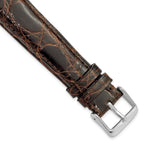 10mm Brown Genuine Caiman Leather with Silver-tone Buckle 6.75 inch Watch Band