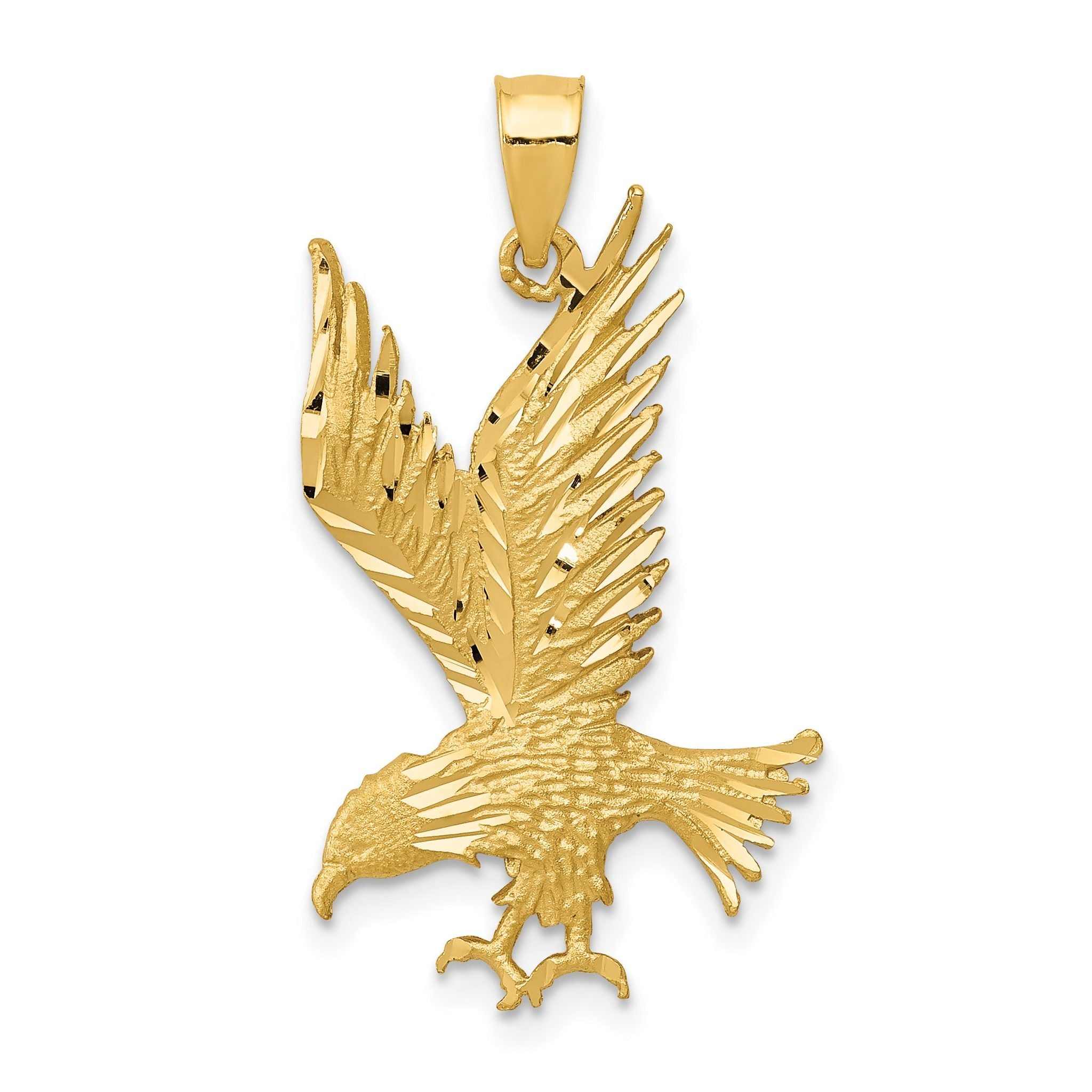 14K Gold Eagle Pendant with Polished Diamond-Cut Finish for Men Main image