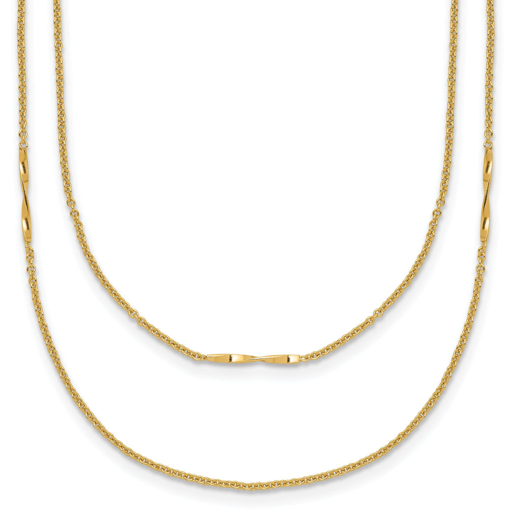 14K Polished 2-Strand Twist Bar Station Necklace