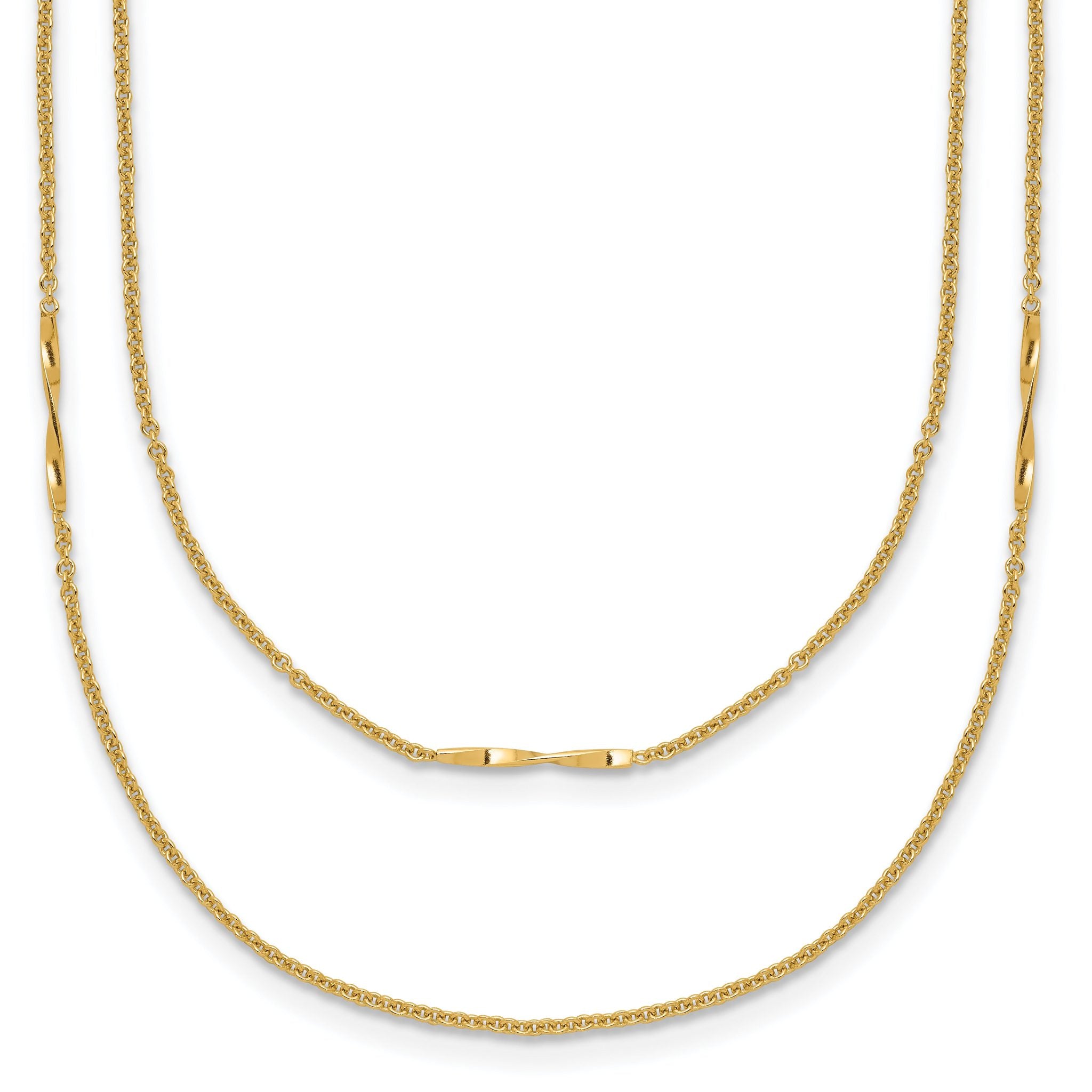 14K Polished 2-Strand Twist Bar Station Necklace