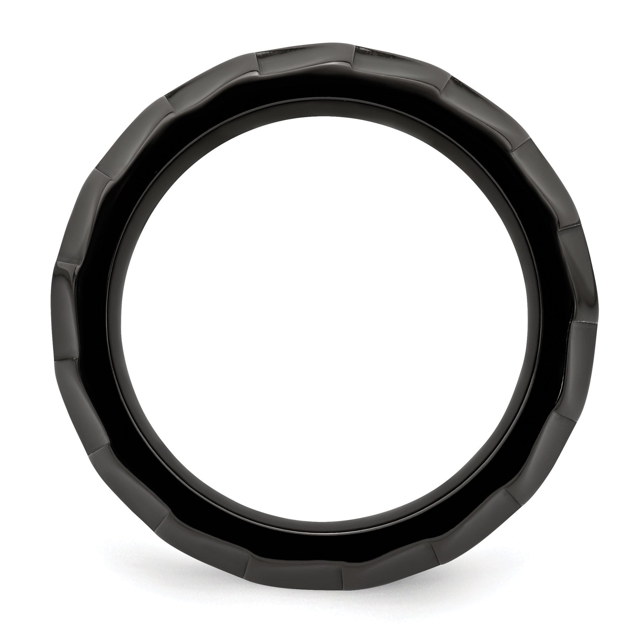 Edward Mirell Black Ti Faceted Edges Polished 12mm Ring Secondary image