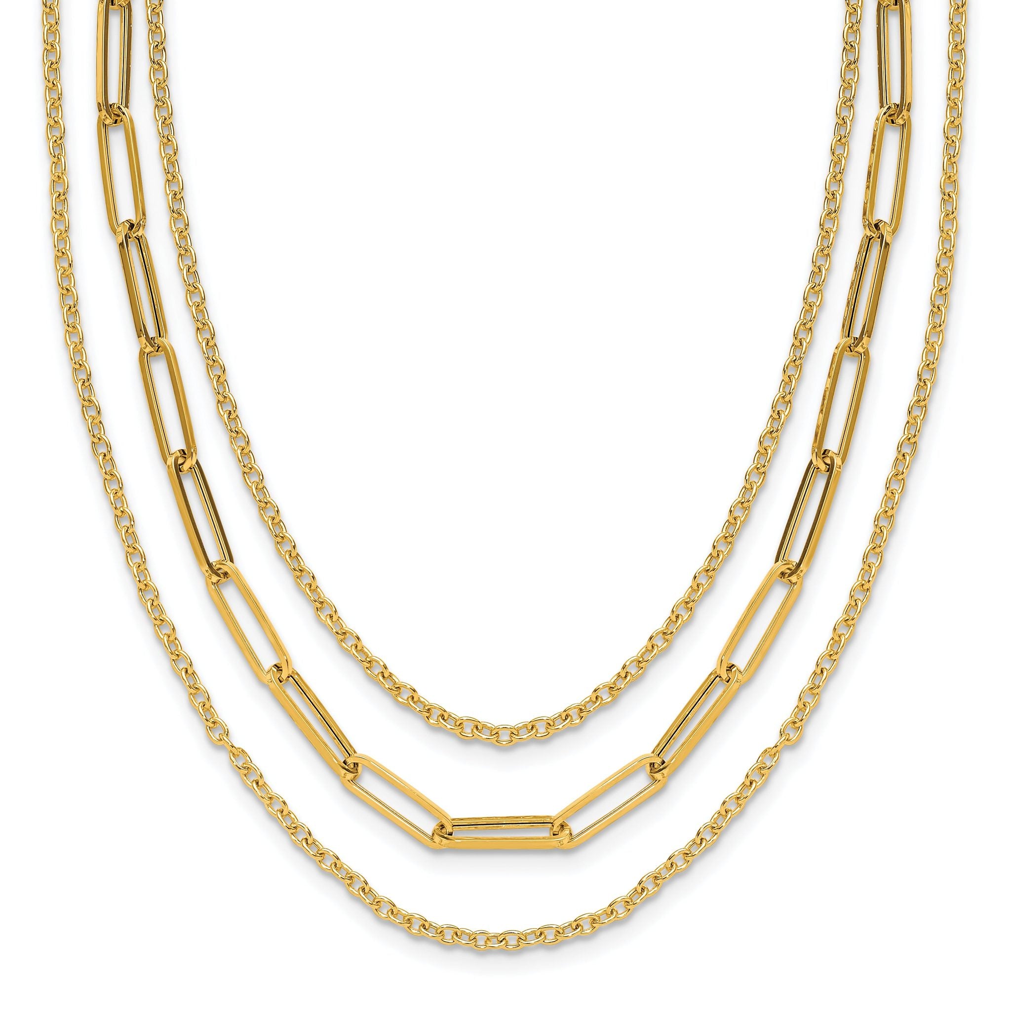 14K Polished 3-strand Fancy Link Necklace Main image