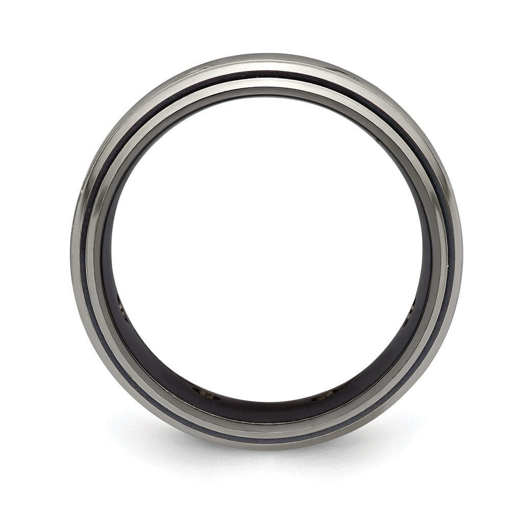 Edward Mirell Titanium Wedding Band with White Sapphire Bezel