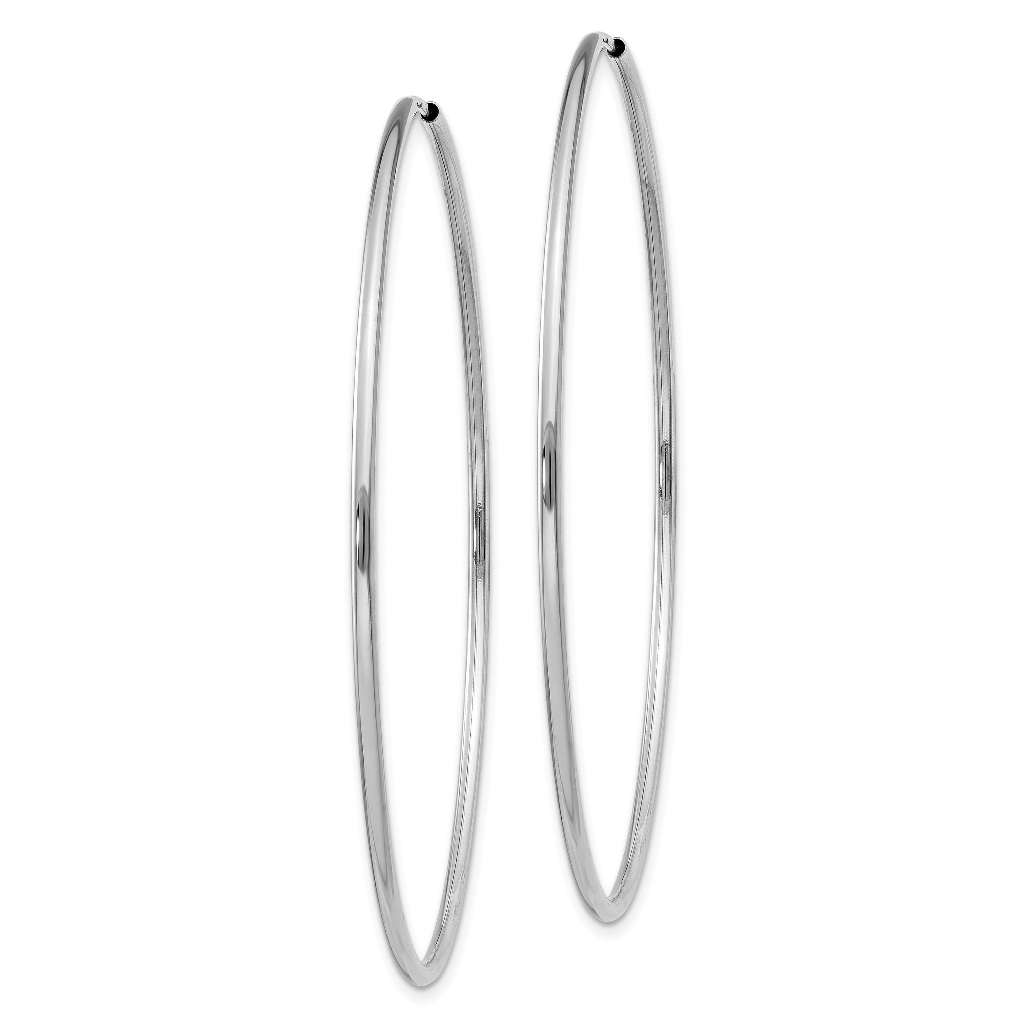 14k White Gold 1.5mm Polished Endless Hoop Earrings Secondary image