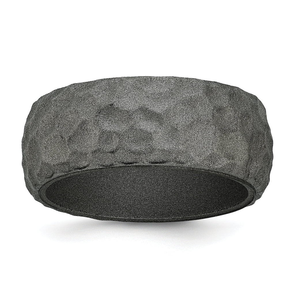 Hammered Wedding Band in Metallic Silver Silicone, 8.5mm
