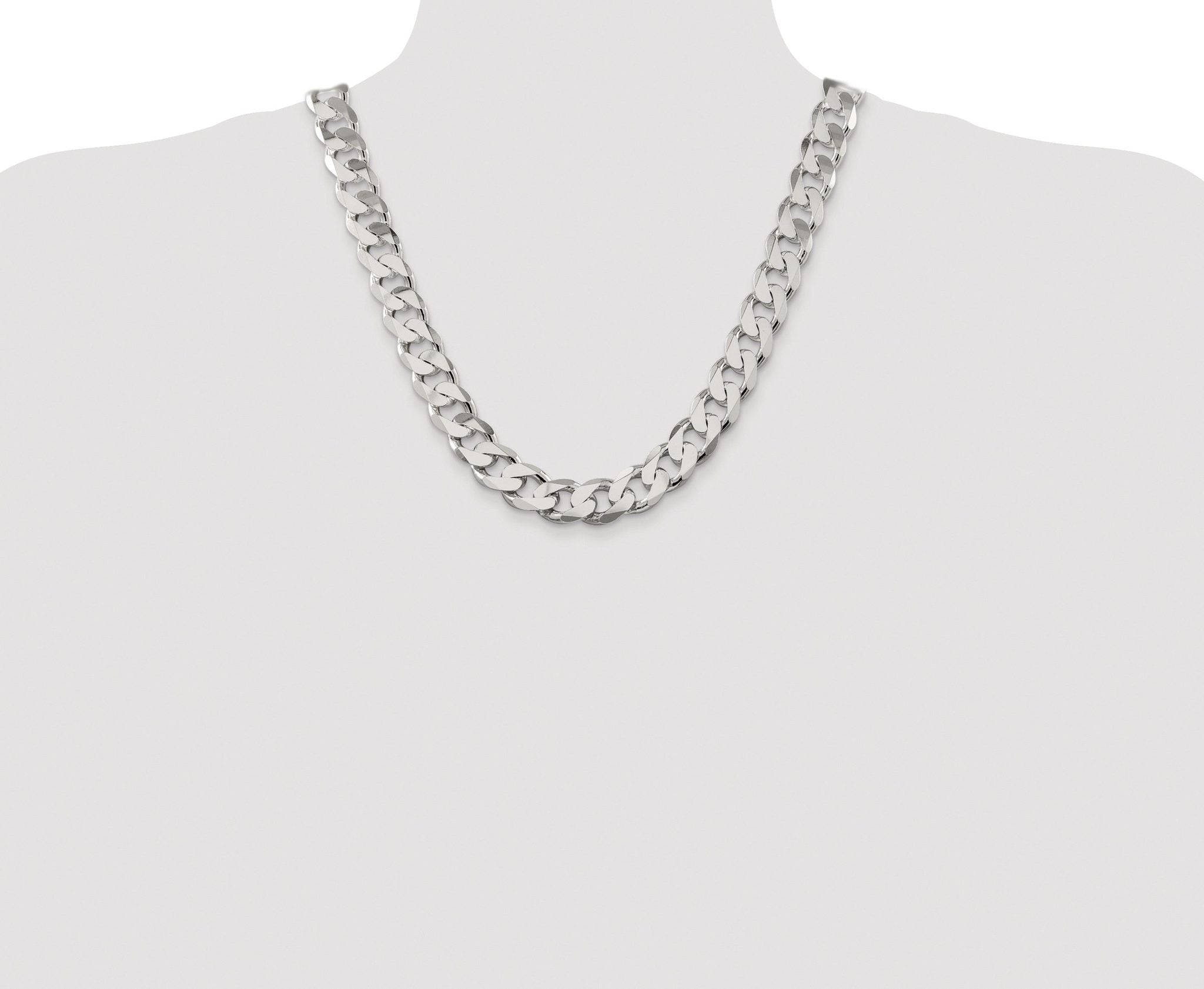Sterling Silver Rhodium-plated 14.5mm Curb Chain