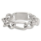 Sterling Silver Polished 17.0mm Figaro Curb 8 Inch Mens Bracelet
