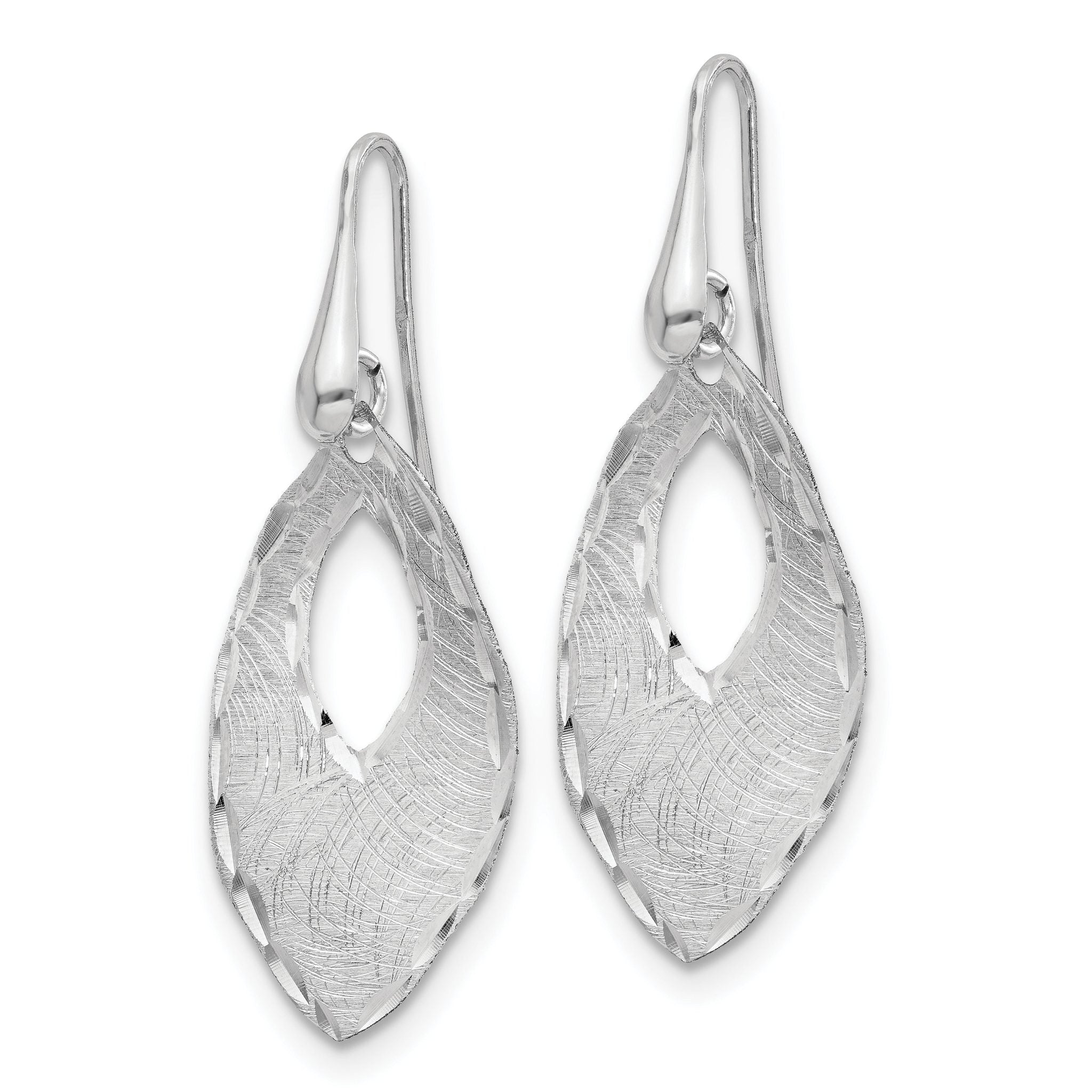 SS RH-plated Textured & D/C Dangle Shepherd Hook Earrings Secondary image