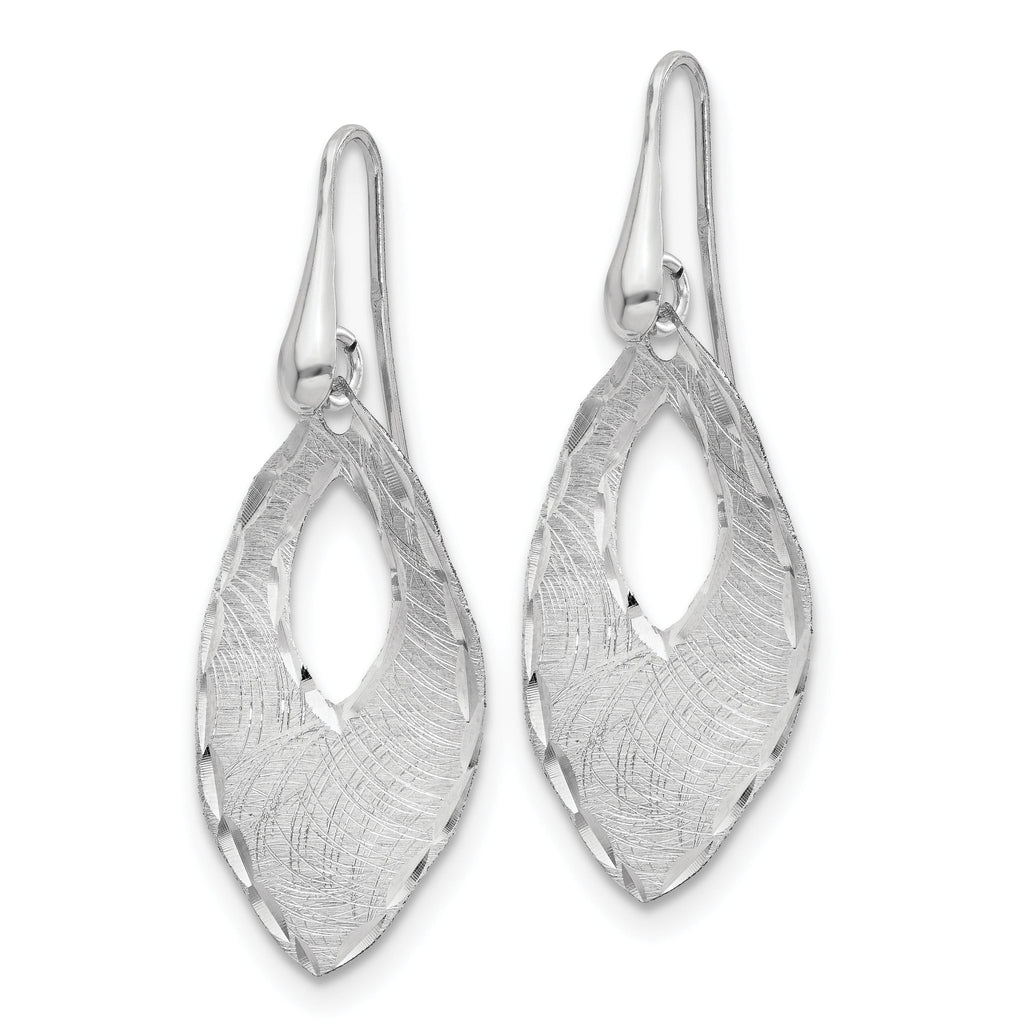 SS RH-plated Textured & D/C Dangle Shepherd Hook Earrings
