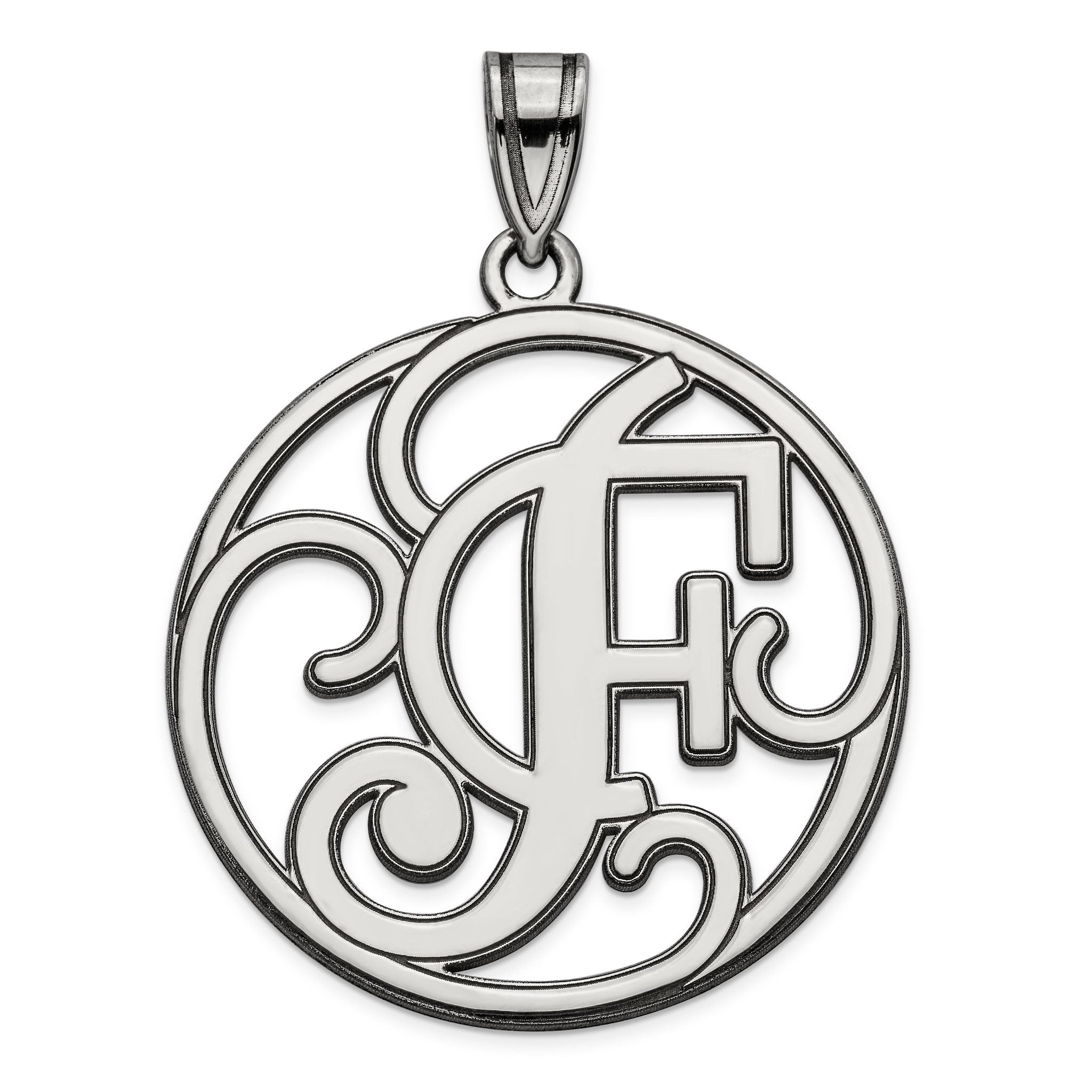 Sterling Silver 925 Polished Initial F Unisex Charm by Sophia Jewelers