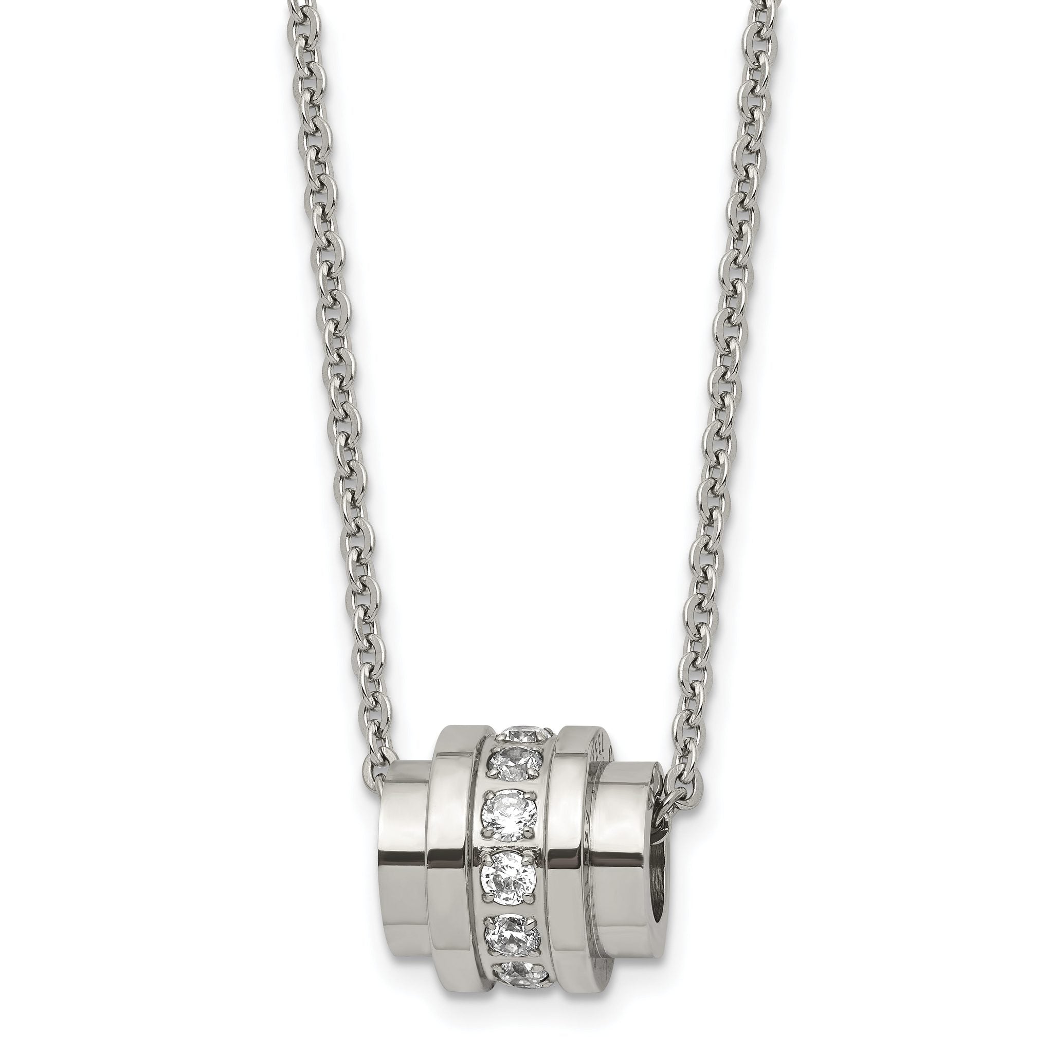 Stainless Steel Polished w/CZ 20in Necklace Main image