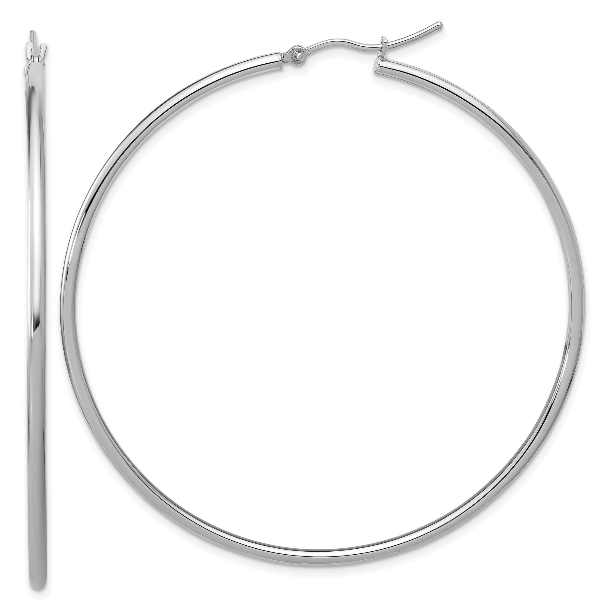 14k White Gold Polished 2x60mm Polished Hoop Earrings Main image