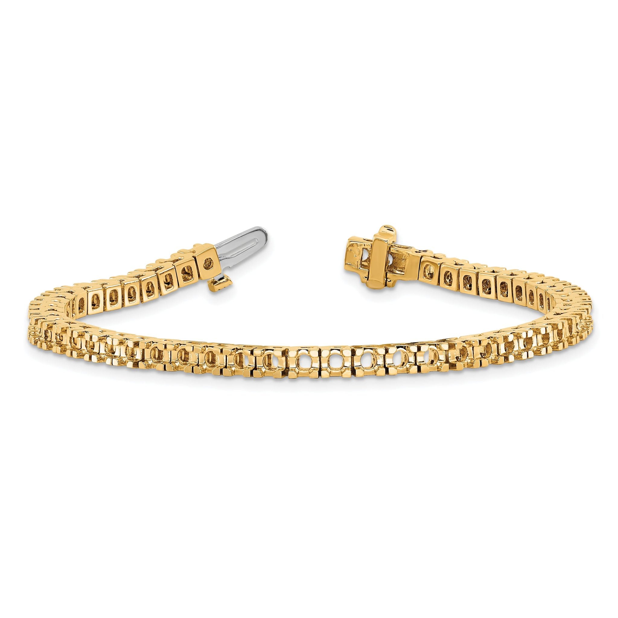 14k Holds 4.1 carat 52-2.7mm Round Diamond 4-prong 7 inch Tennis Bracelet Mounting (No Stone Included)