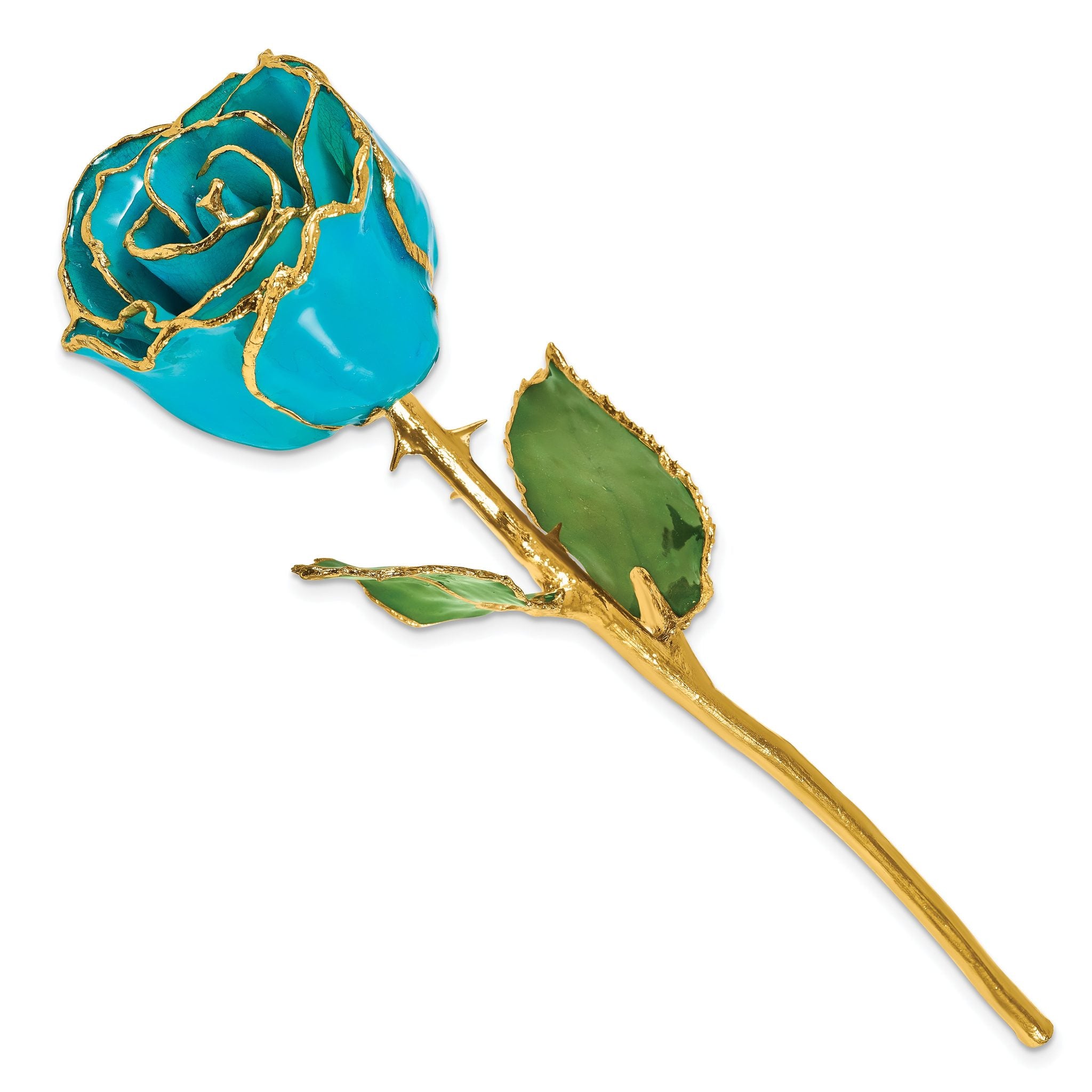 Lacquer Dipped Gold Trim March Birthstone Aquamarine Rose Secondary image