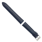 Navy Leather Watch Band with Silver-Tone Buckle, 12mm