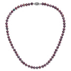Sterling Silver Rhodium-plated 5-6mm Black Near-Round Freshwater Cultured Pearl 16 inch Necklace