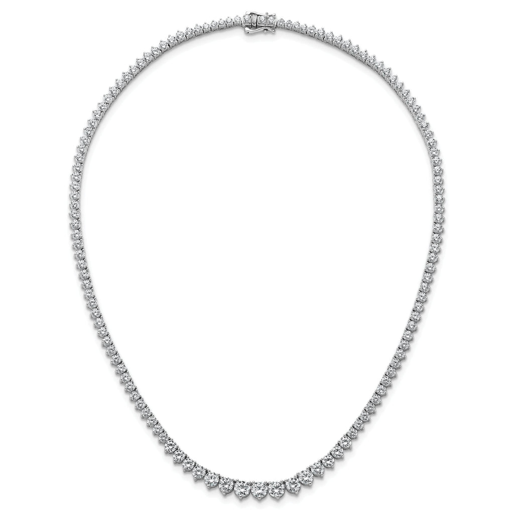 14k White Gold 15 carat Certified Lab Grown Diamond VS/SI+ G+ Complete Round 16 inch Graduated Tennis Necklace
