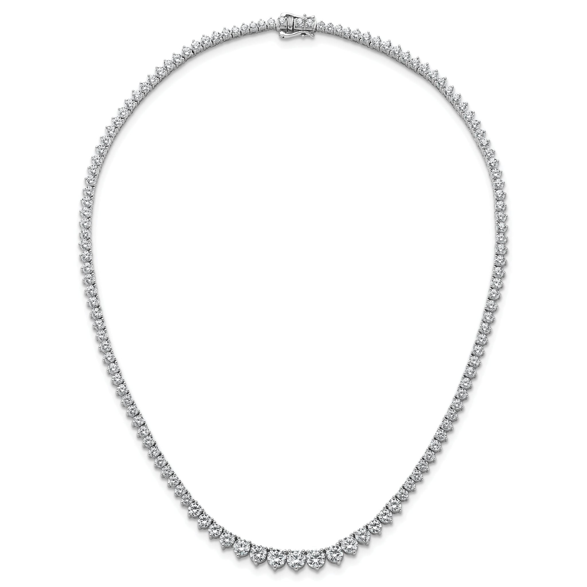 14k White Gold 15 carat Certified Lab Grown Diamond VS/SI+ G+ Complete Round 16 inch Graduated Tennis Necklace