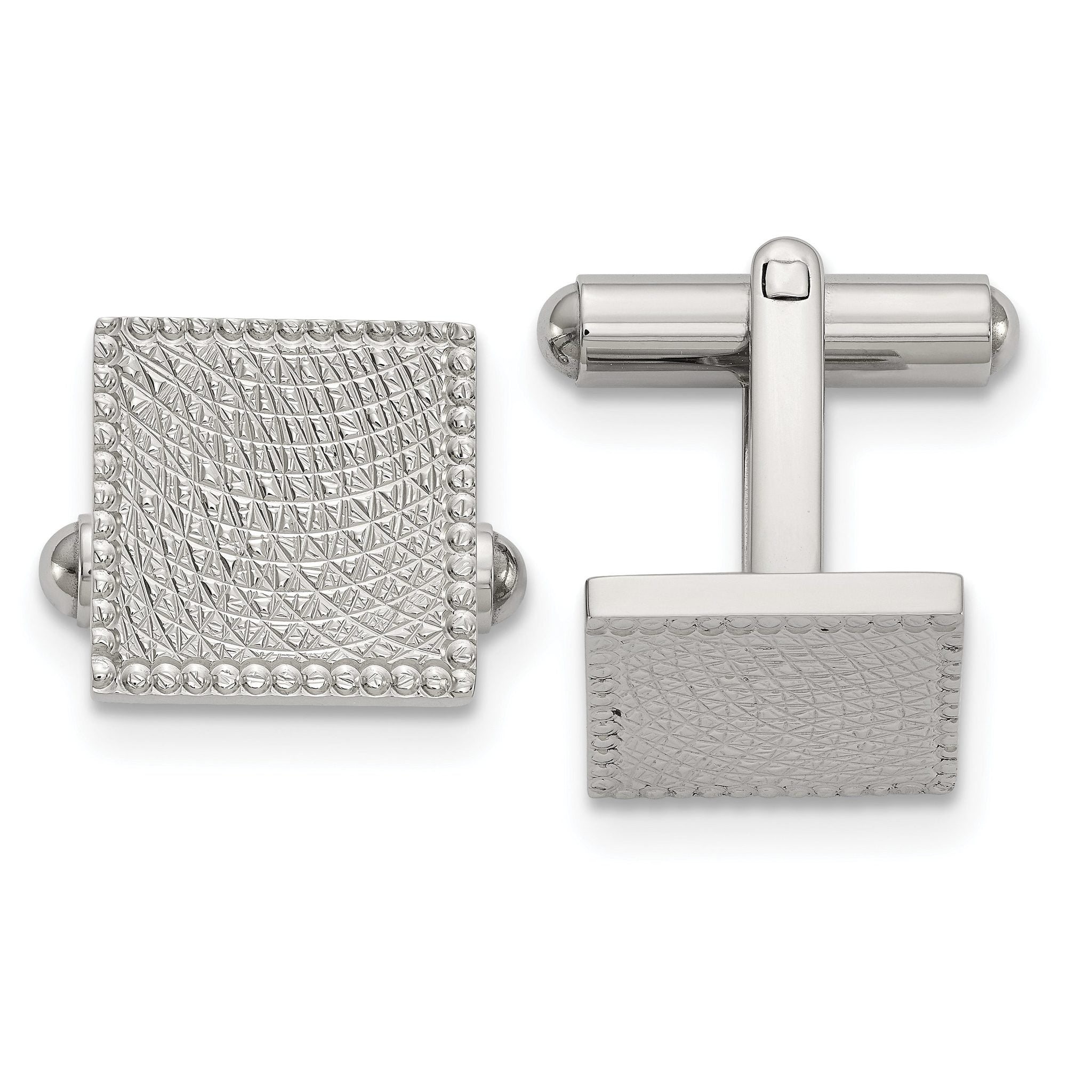 Stainless Steel Polished & Textured Square Cuff Links
