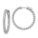 Sterling Shimmer Sterling Silver Rhodium-plated 50 Stone 1.7mm CZ In and Out Round Hinged Hoop Earrings