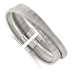 Stainless Steel Polished and Textured Moveable Cuff Bracelet for Women