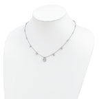 Sterling Silver RH-plated CZ Miraculous Medal With 1.5in ext. Necklace