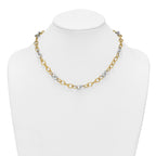 14k Two-tone Polished 9.75mm Fancy Circle Cable Chain 18 inch Necklace