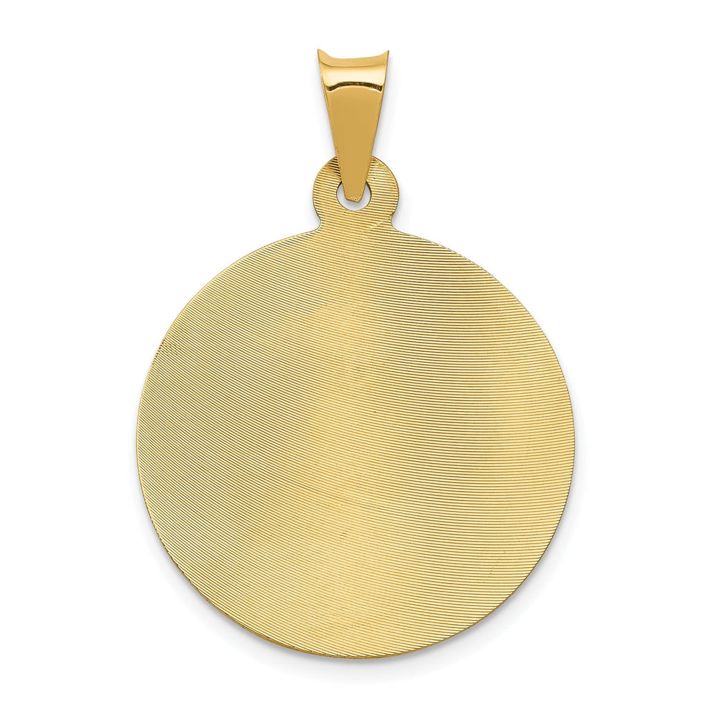 14K Gold Polished Diamond-Cut Lady of Guadalupe Pendant with Rhodium Accents