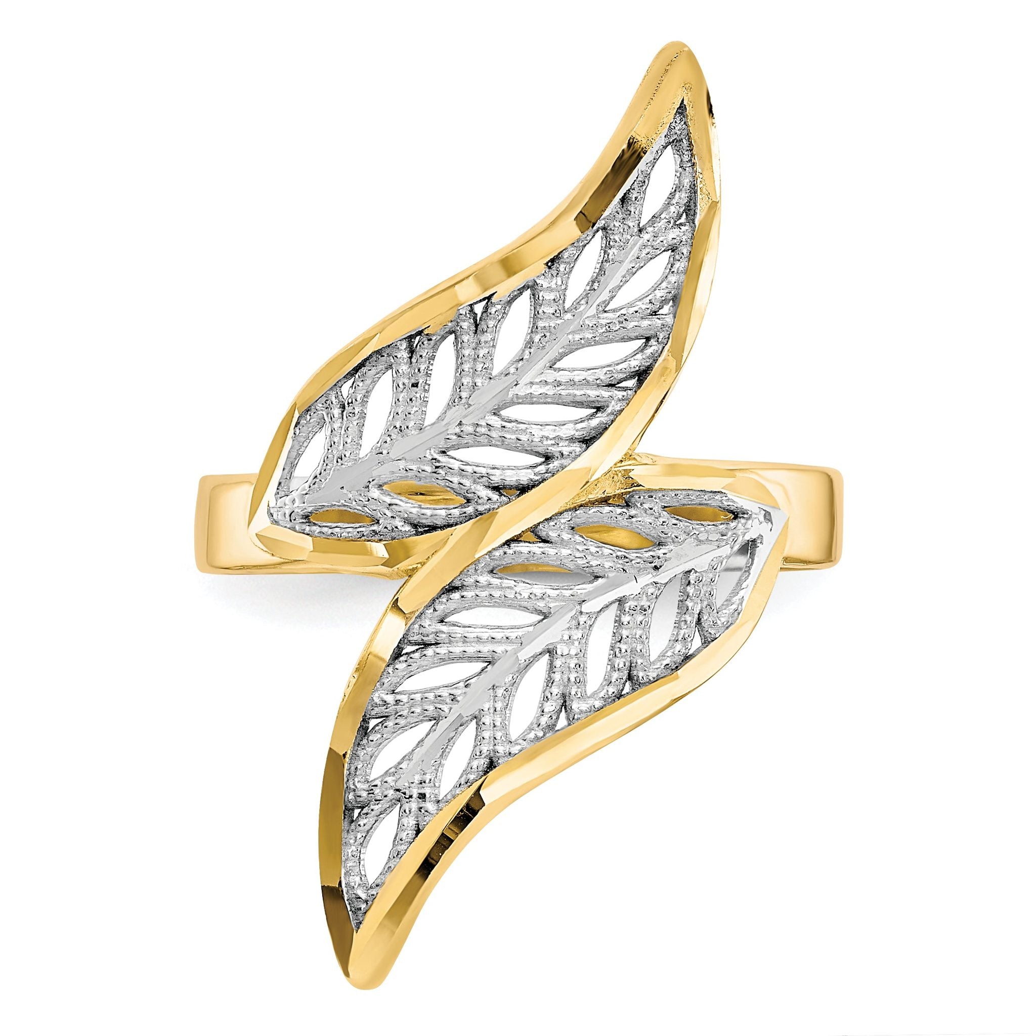 10K WithRhodium Diamond-Cut Filigree Ring