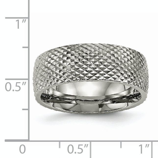 Polished & Textured Wedding Band in Titanium, 8mm