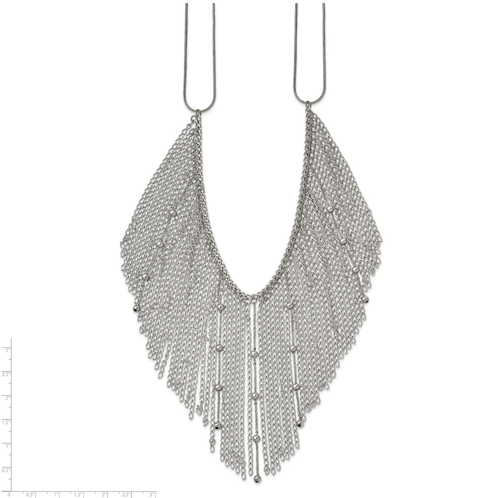 Stainless Steel Polished Multi Chain Bib 20in Necklace
