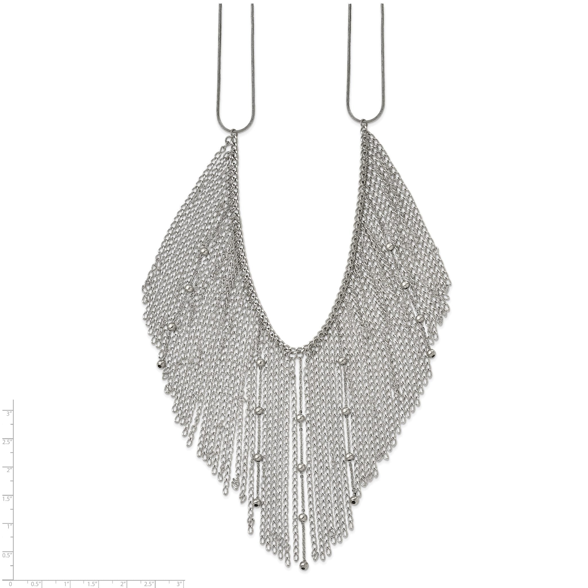Stainless Steel Polished Multi Chain Bib 20in Necklace